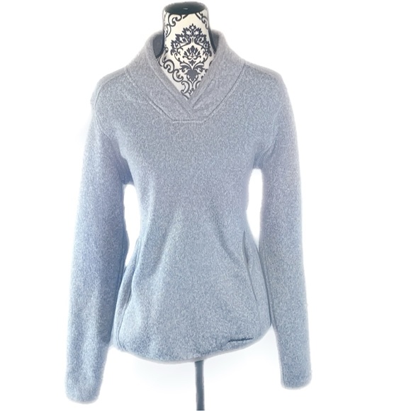 Eddie Bauer Sweaters - Eddie Bauer Heather Blue Shawl V Neck Pullover Sweater Sweatshirt, L